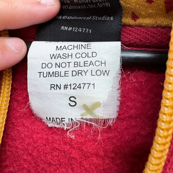 Wizarding World of Harry Potter Gryffindor Red Zip Up Hoodie Size Small Official - Picture 5 of 8